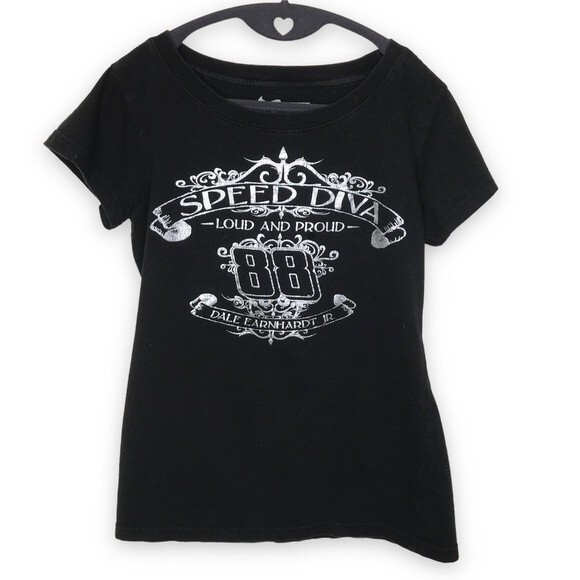 Chase Authentics Speed Diva Dale Earnhardt Jr 88 Black T Shirt Women Medium - Picture 1 of 11